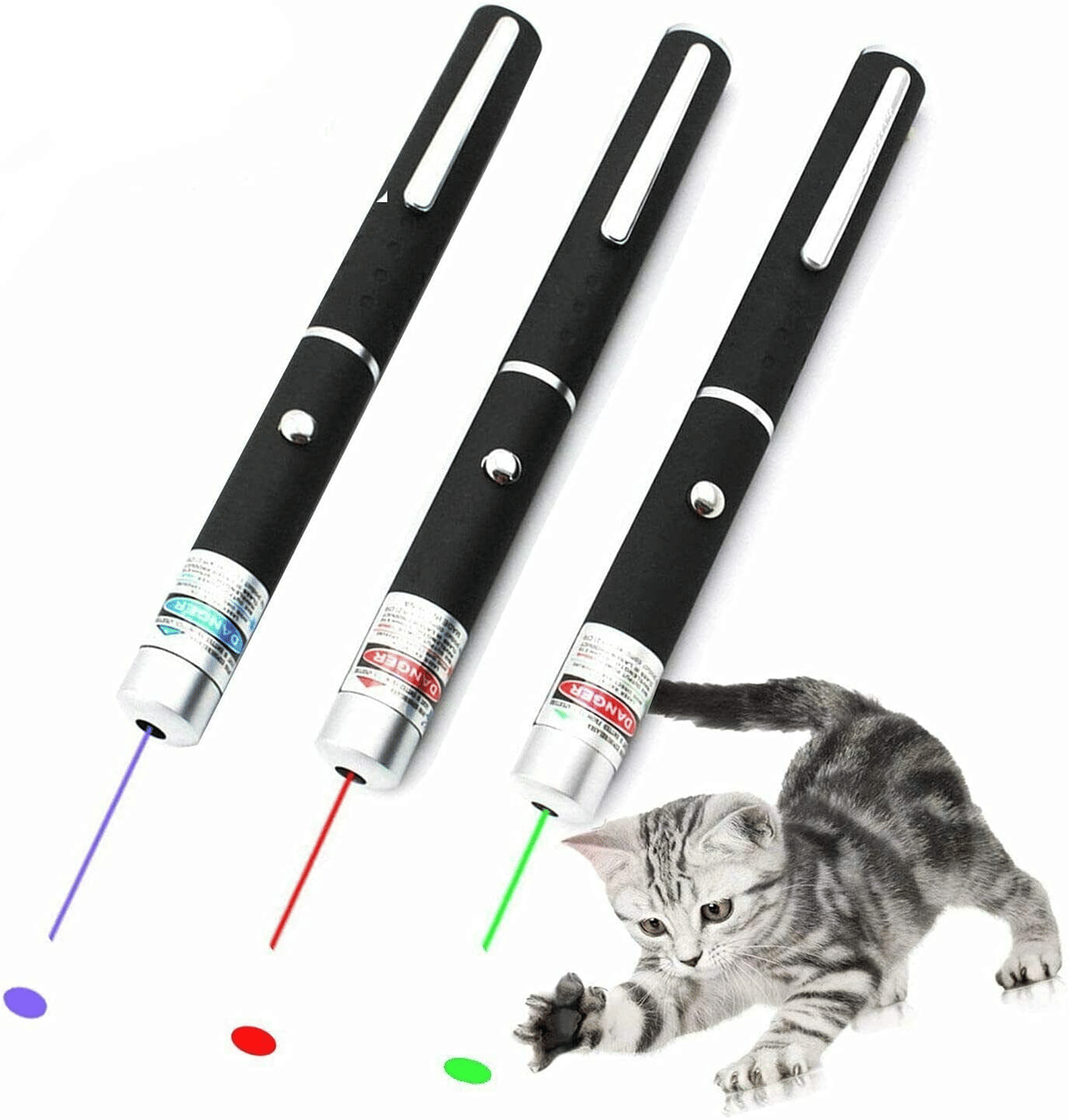 3 Packs 900Mile Laser Pointer Pen Green Blue Red Light Visible Beam Lazer - Doylestreasures