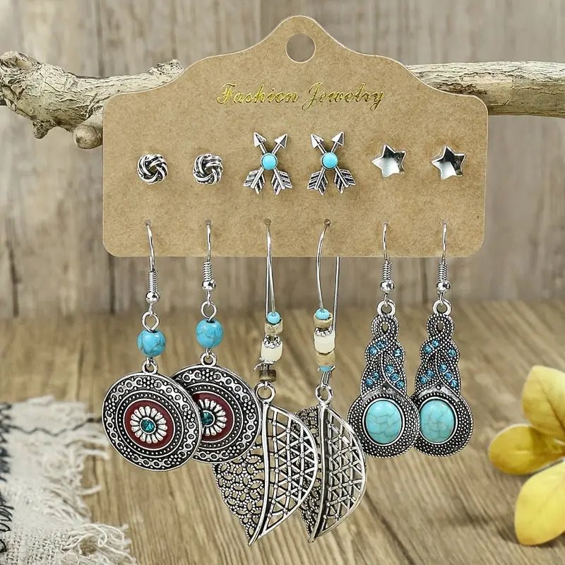 6 Pairs BOHO earrings - Doylestreasures