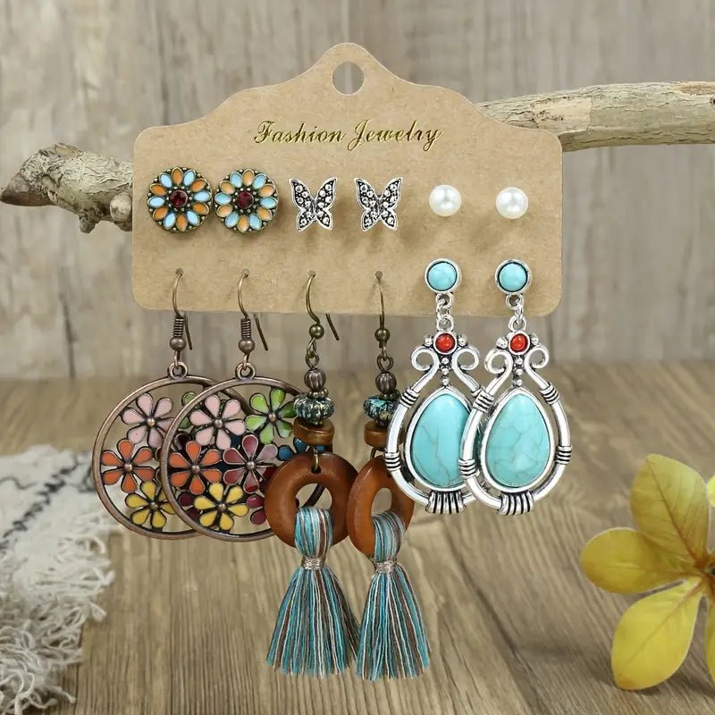 6 Pairs BOHO earrings - Doylestreasures