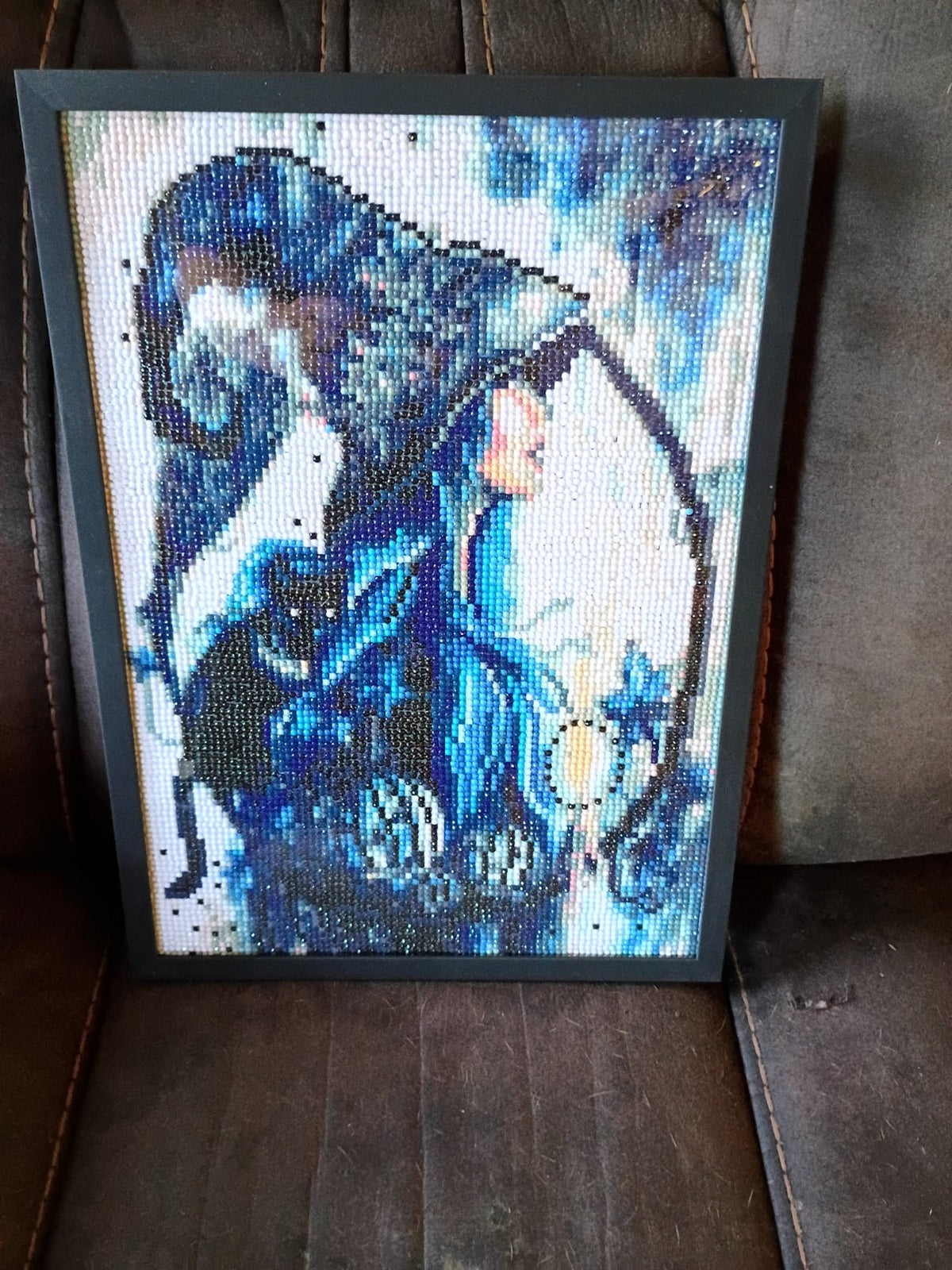 Blue Witch w/ Black Cat Diamond Painting (Framed & Signed) - Doylestreasures