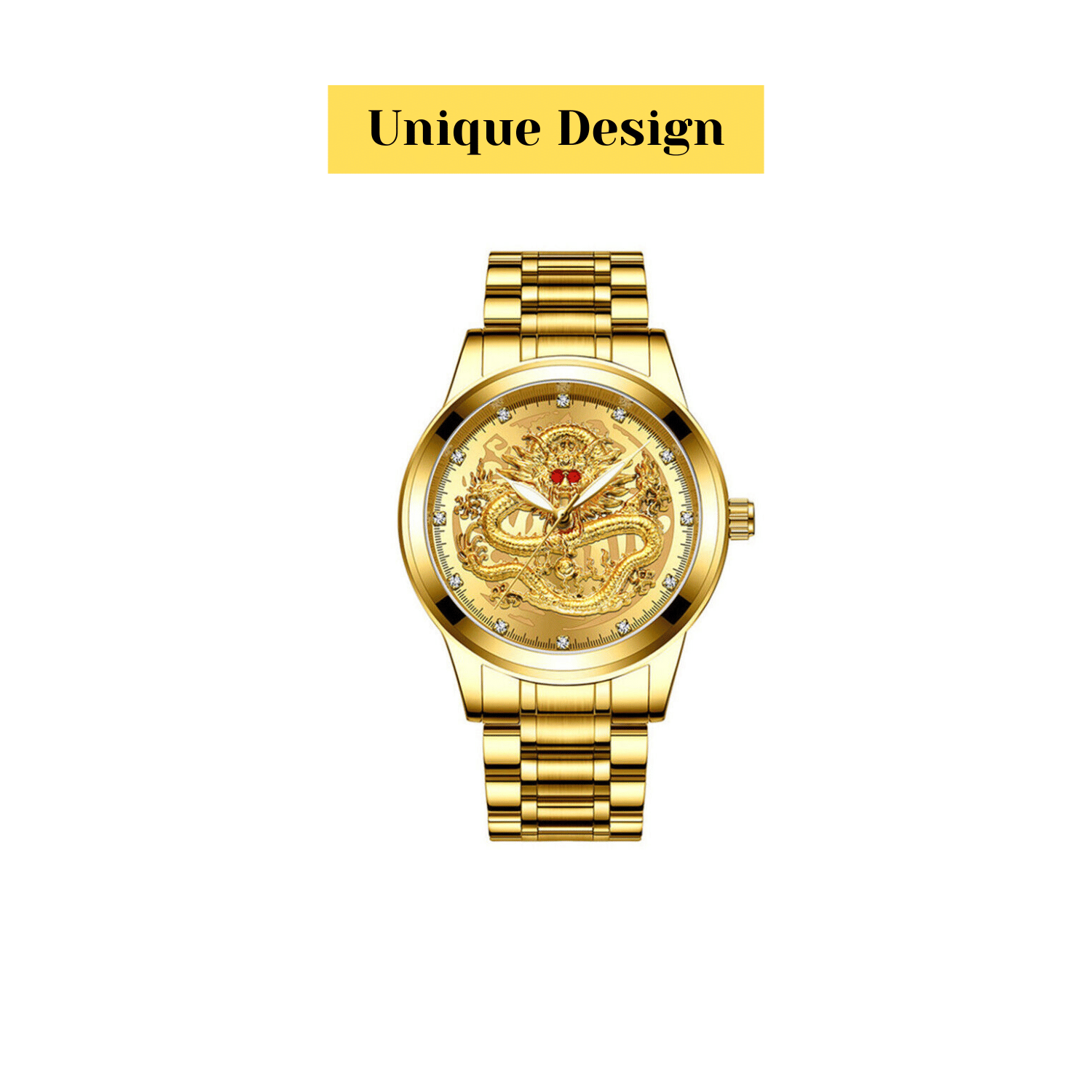 Business Gift Waterproof Gold Men's Diamond Quartz Watch Classic Stainless Steel - Doylestreasures