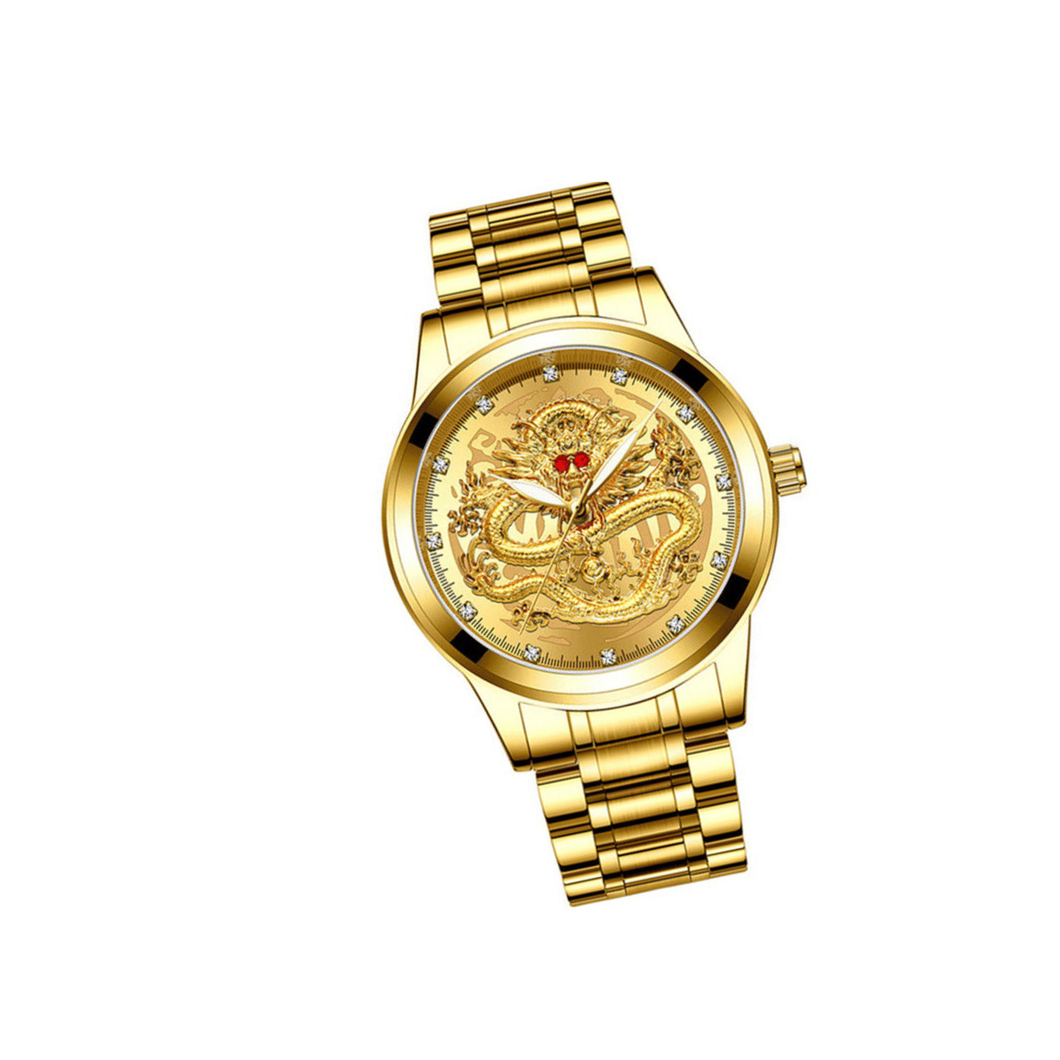 Business Gift Waterproof Gold Men's Diamond Quartz Watch Classic Stainless Steel - Doylestreasures