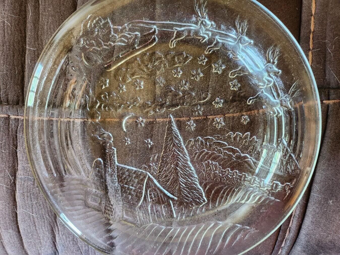 Clear Glass Christmas Saucer - Doylestreasures