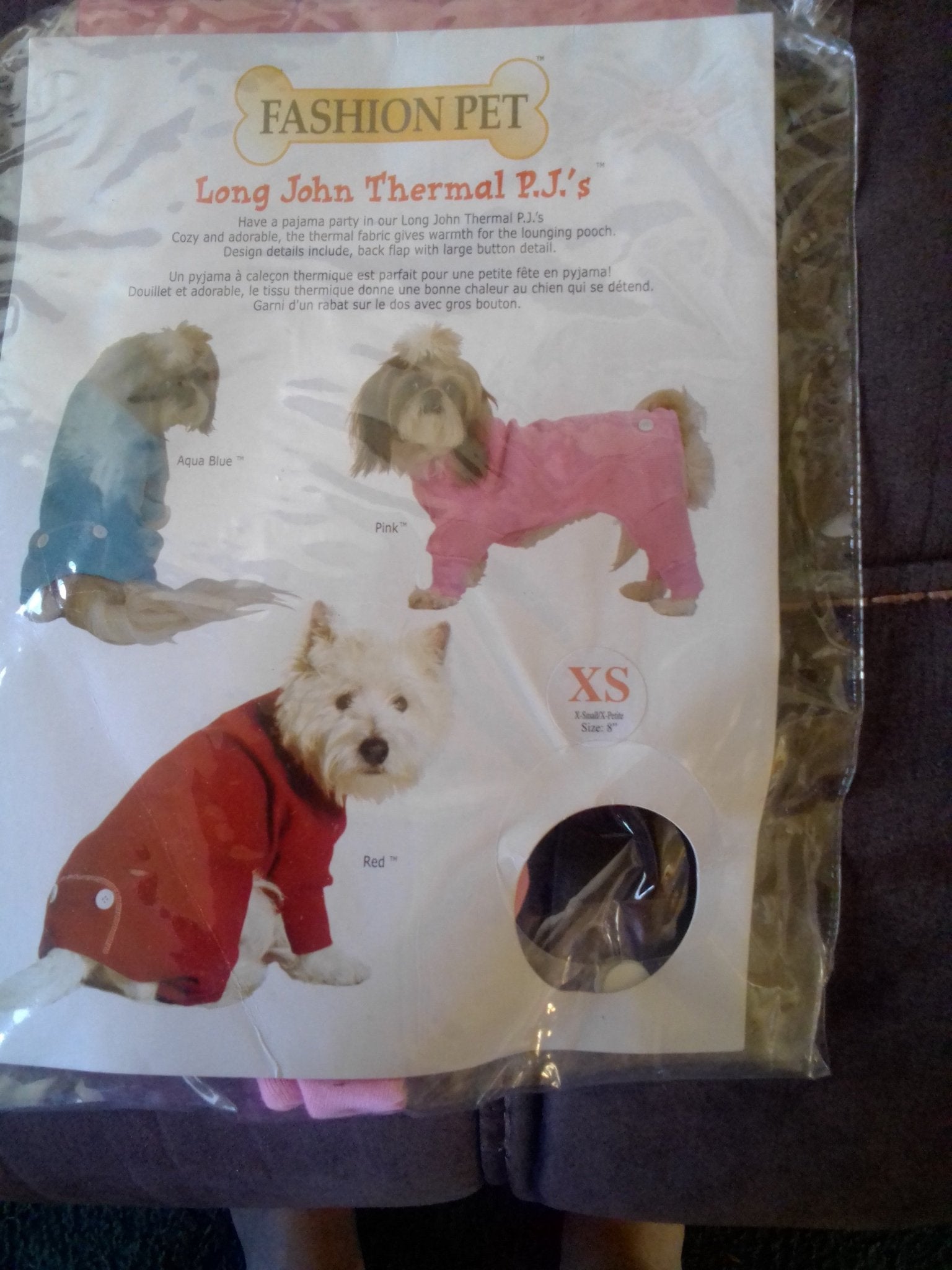 Fashion Pet XS Long John Thermal PJ's - Doylestreasures