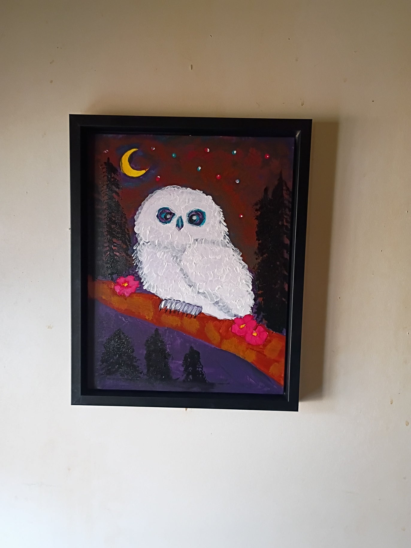 Handpainted Cosmic Owl Painting (framed and signed) - Doylestreasures