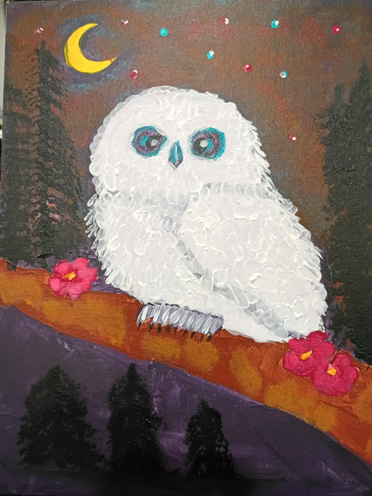 Handpainted Cosmic Owl Painting (framed and signed) - Doylestreasures