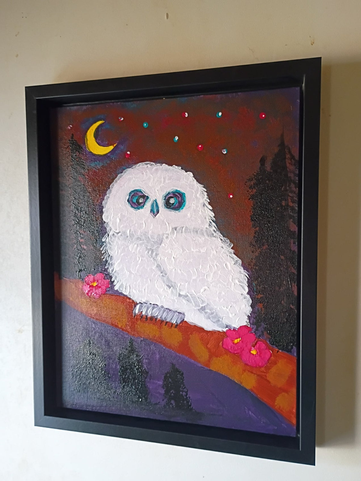 Handpainted Cosmic Owl Painting (framed and signed) - Doylestreasures