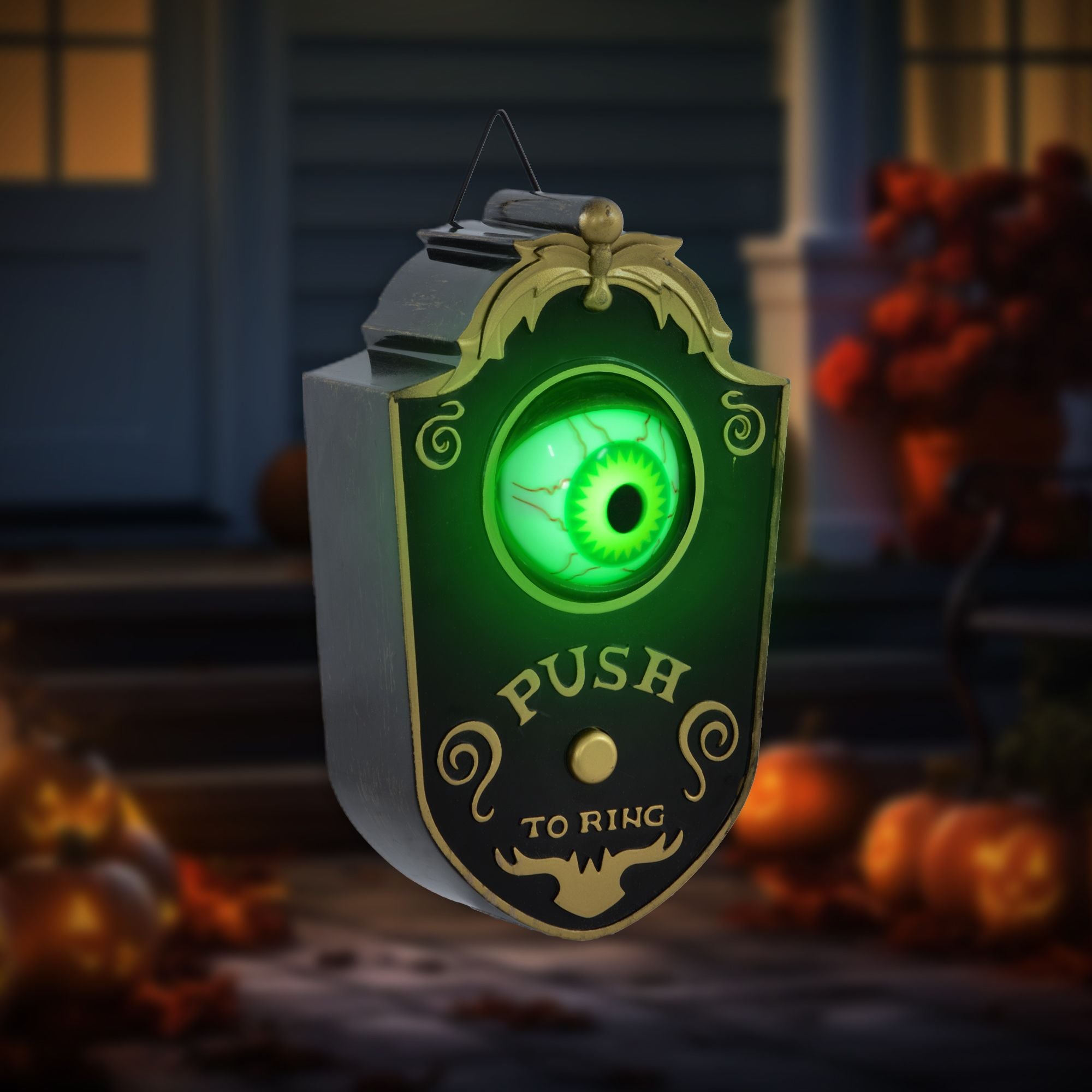 HOMCOM 7.1" Doorbell w/ Simulation Light - up Eyeball, Halloween Decoration Animatronic, Sound and Motion Activated for Party - Doylestreasures