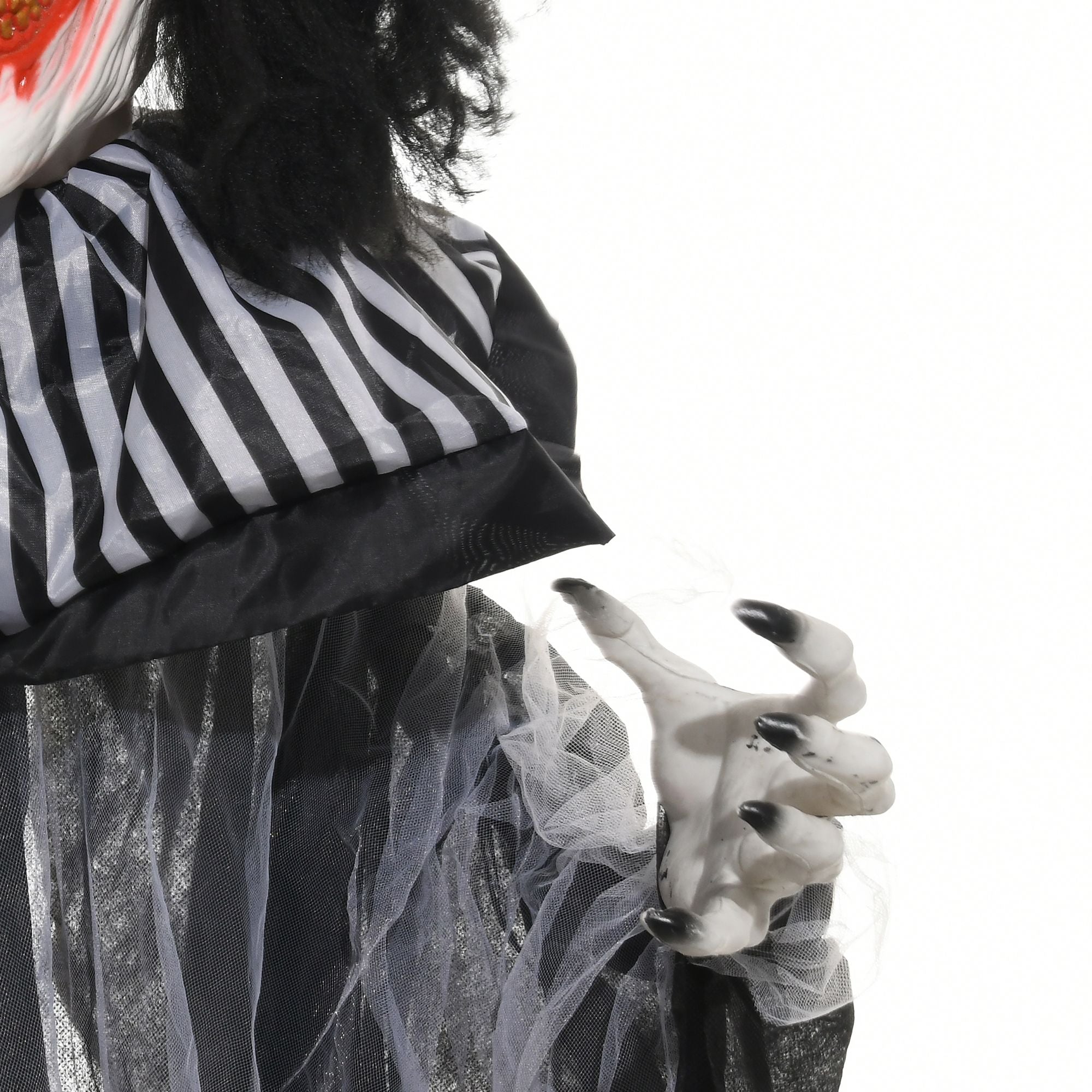 HOMCOM Classic Black and White Striped Clown Outdoor Halloween Decoration - Doylestreasures