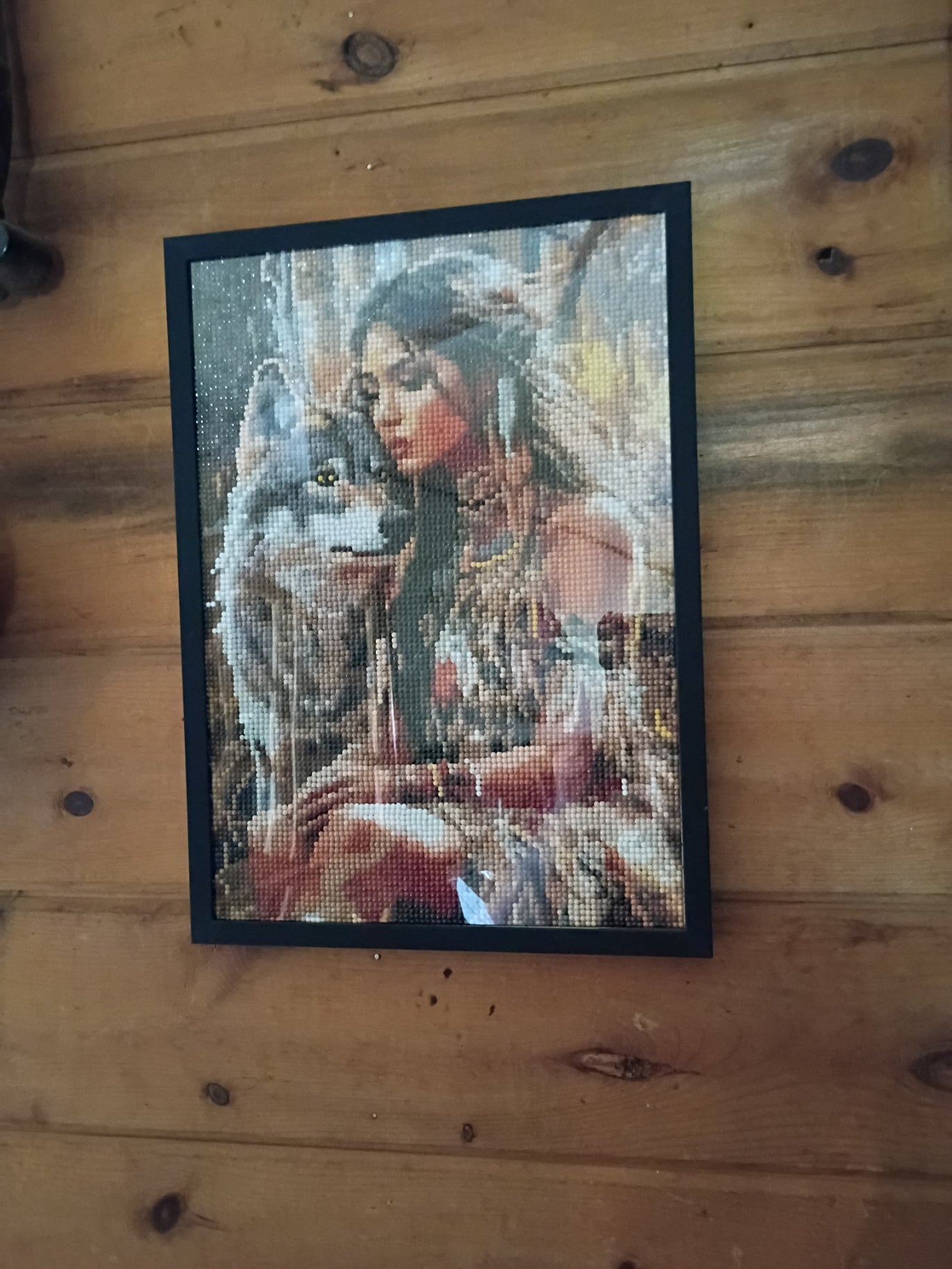 Indian Squaw with Wolf Framed Diamond Painting - Doylestreasures