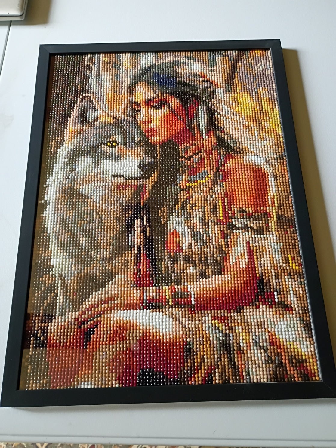 Indian Squaw with Wolf Framed Diamond Painting - Doylestreasures