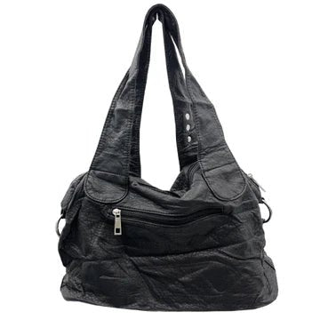 Large Black Crossbody Purse with Silver Studs, - Doylestreasures