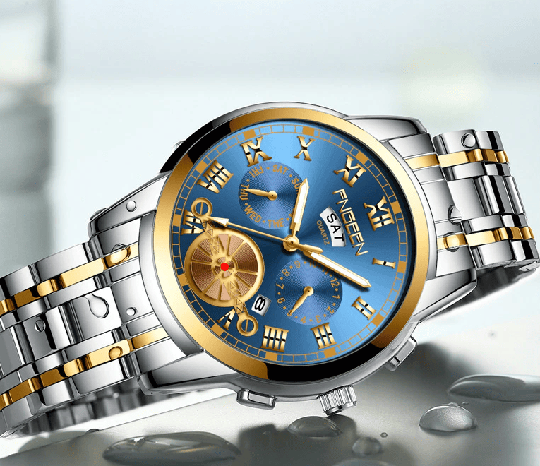 Men's Watch Relojes De Hombre Stainless Steel Quartz Classic Waterproof FNGEEN - Doylestreasures