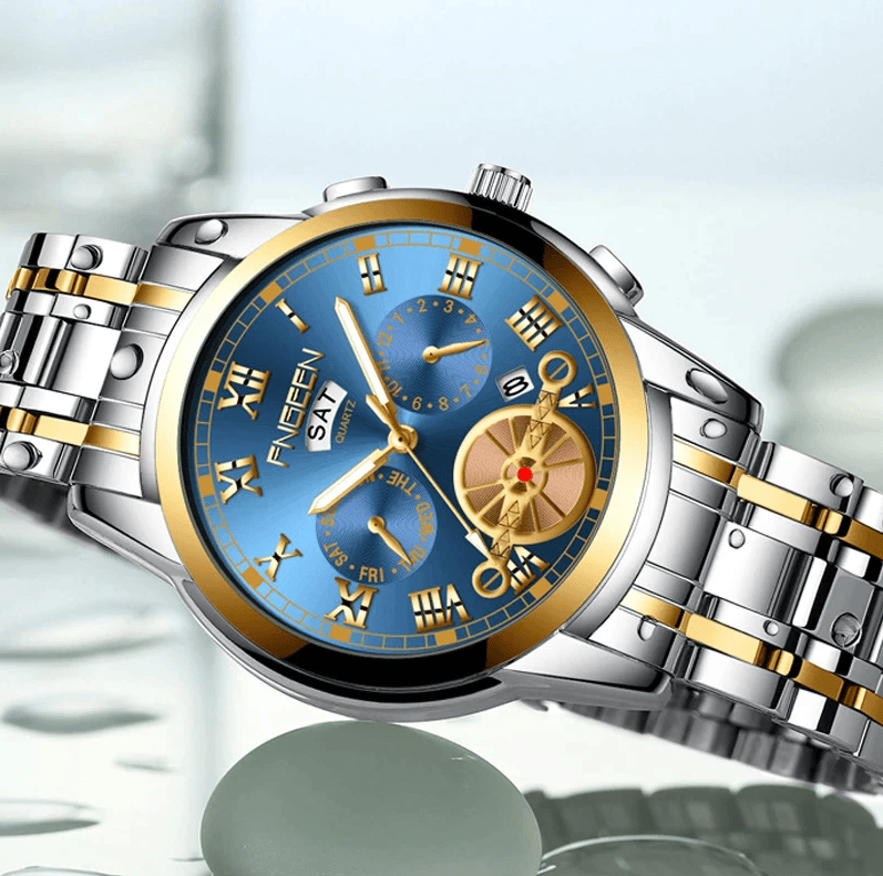 Men's Watch Relojes De Hombre Stainless Steel Quartz Classic Waterproof FNGEEN - Doylestreasures