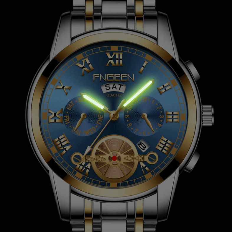Men's Watch Relojes De Hombre Stainless Steel Quartz Classic Waterproof FNGEEN - Doylestreasures