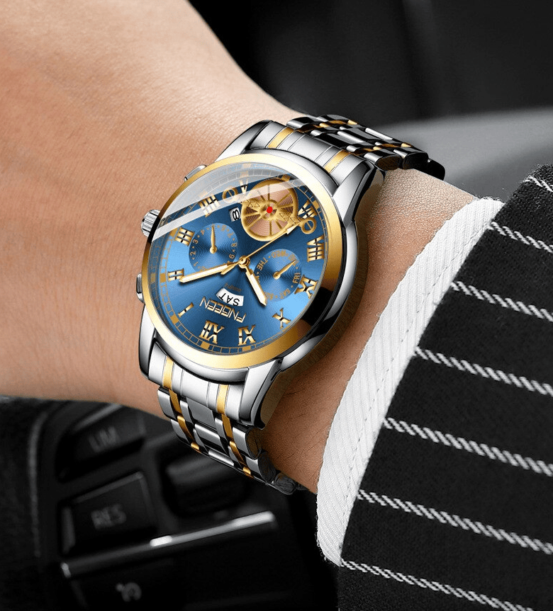Men's Watch Relojes De Hombre Stainless Steel Quartz Classic Waterproof FNGEEN - Doylestreasures