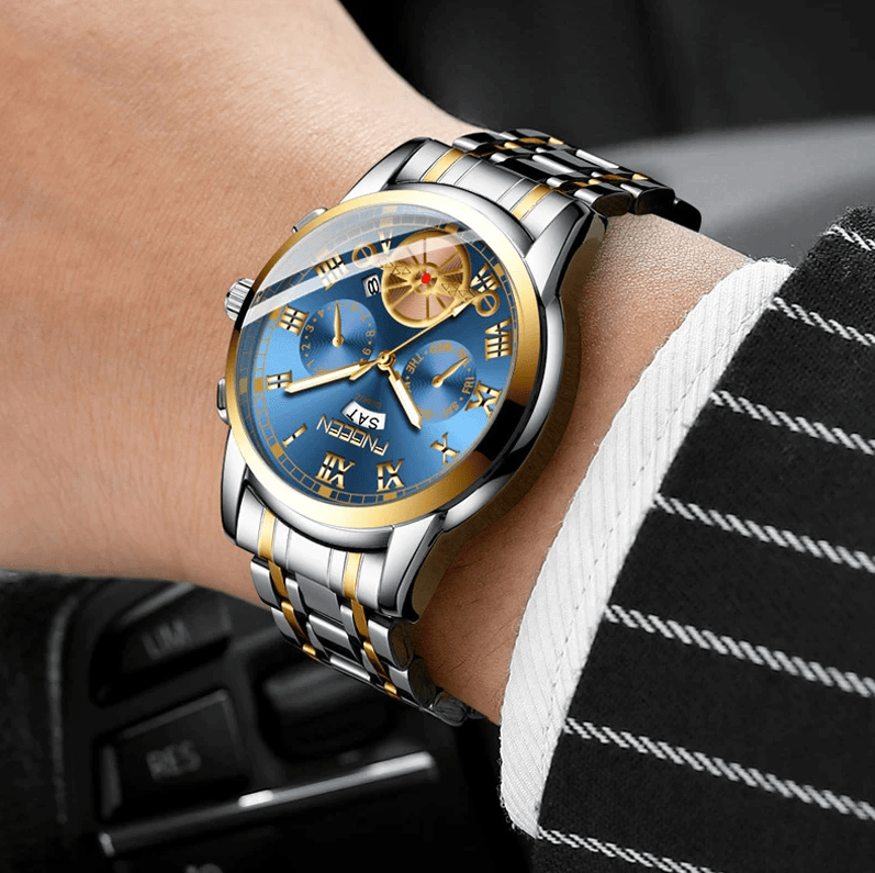 Men's Watch Relojes De Hombre Stainless Steel Quartz Classic Waterproof FNGEEN - Doylestreasures