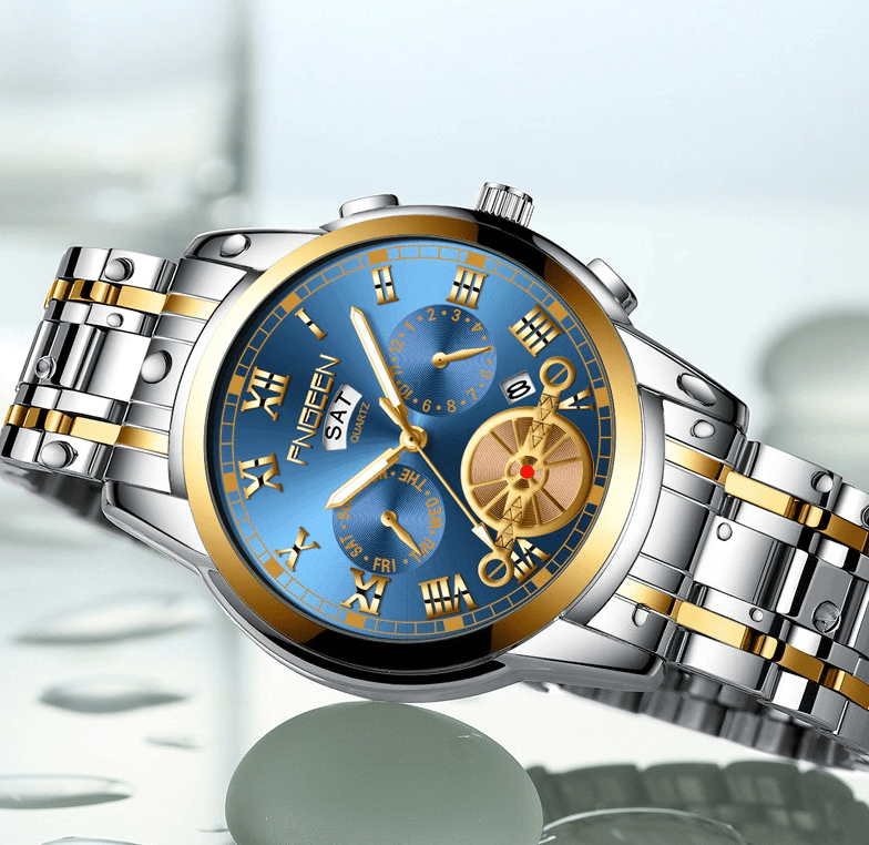 Men's Watch Relojes De Hombre Stainless Steel Quartz Classic Waterproof FNGEEN - Doylestreasures