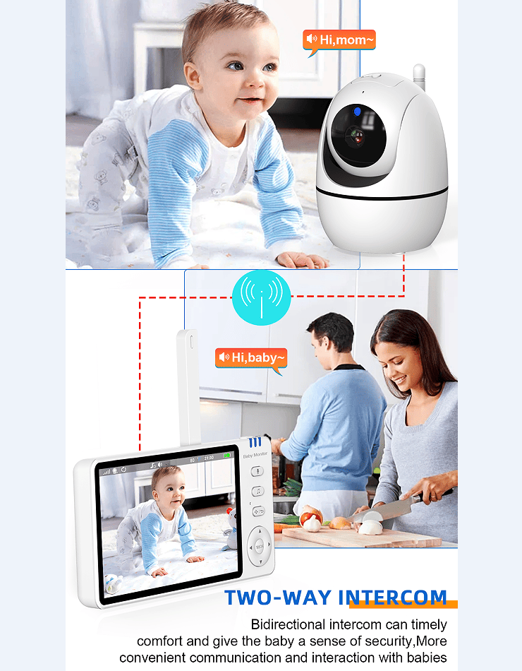 PSABM501 Baby Motion Monitor HD LCD 5 - Inch IPS Infrared Night Vision Baby Camera Bidirectional Audio HD 720P Remote Camera VOX 2.4 G Wireless Baby Phone - Doylestreasures