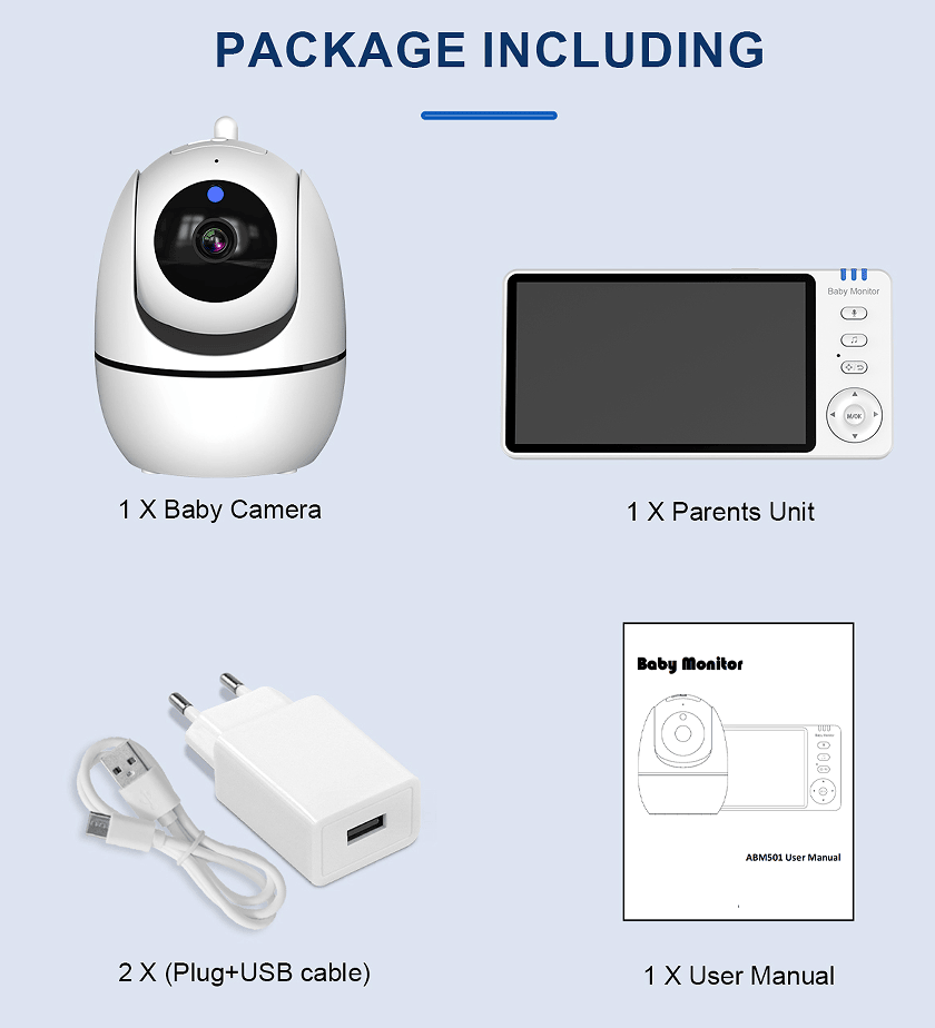 PSABM501 Baby Motion Monitor HD LCD 5 - Inch IPS Infrared Night Vision Baby Camera Bidirectional Audio HD 720P Remote Camera VOX 2.4 G Wireless Baby Phone - Doylestreasures