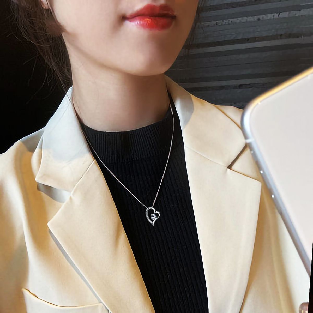 14k White Gold Filled 1.1carat Cubic Zirconia Forever Lover Heart Pendant Necklace - Doylestreasures