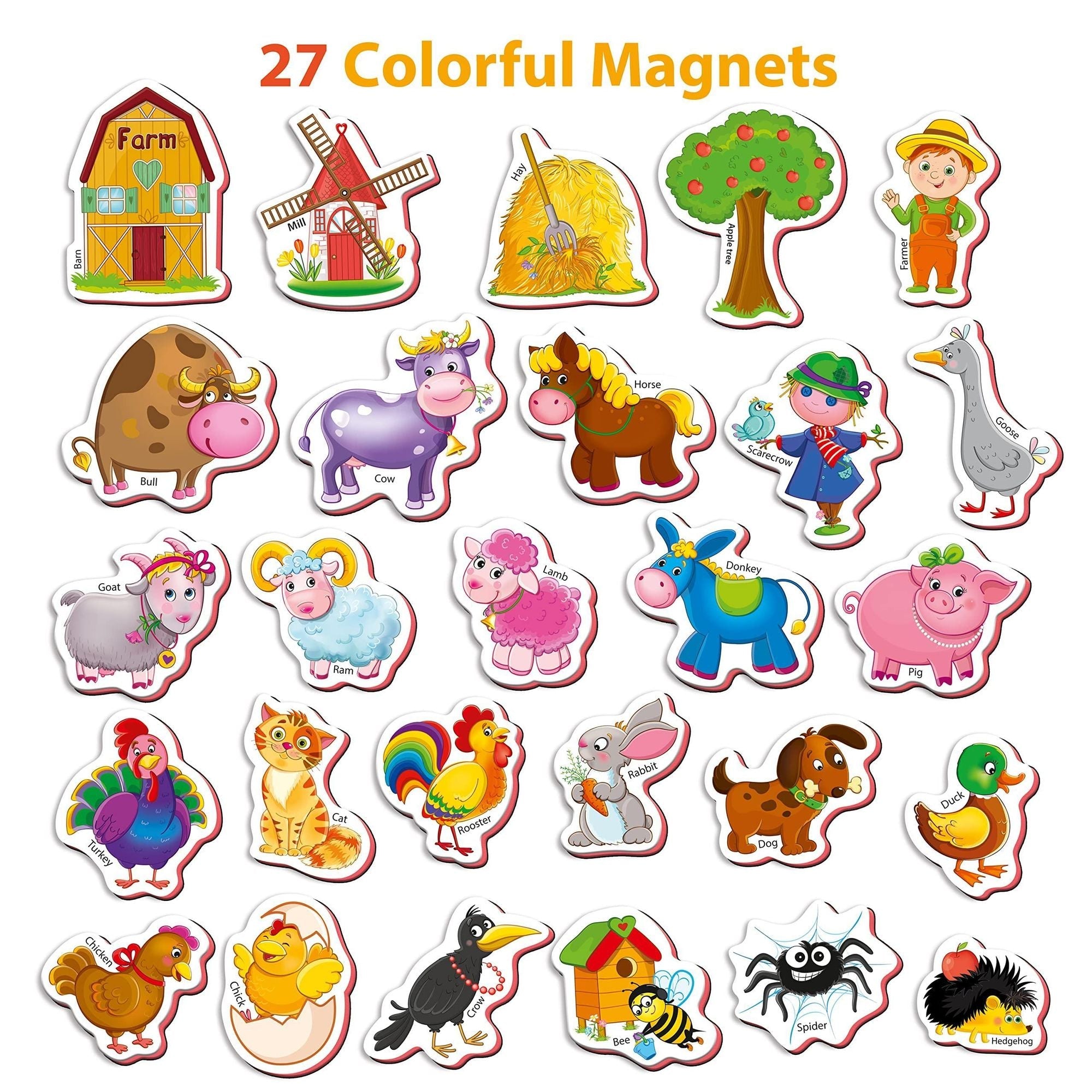 27 Foam Fridge Magnets for Toddlers 3 years Farm Animals Magnets for Kids - Doylestreasures