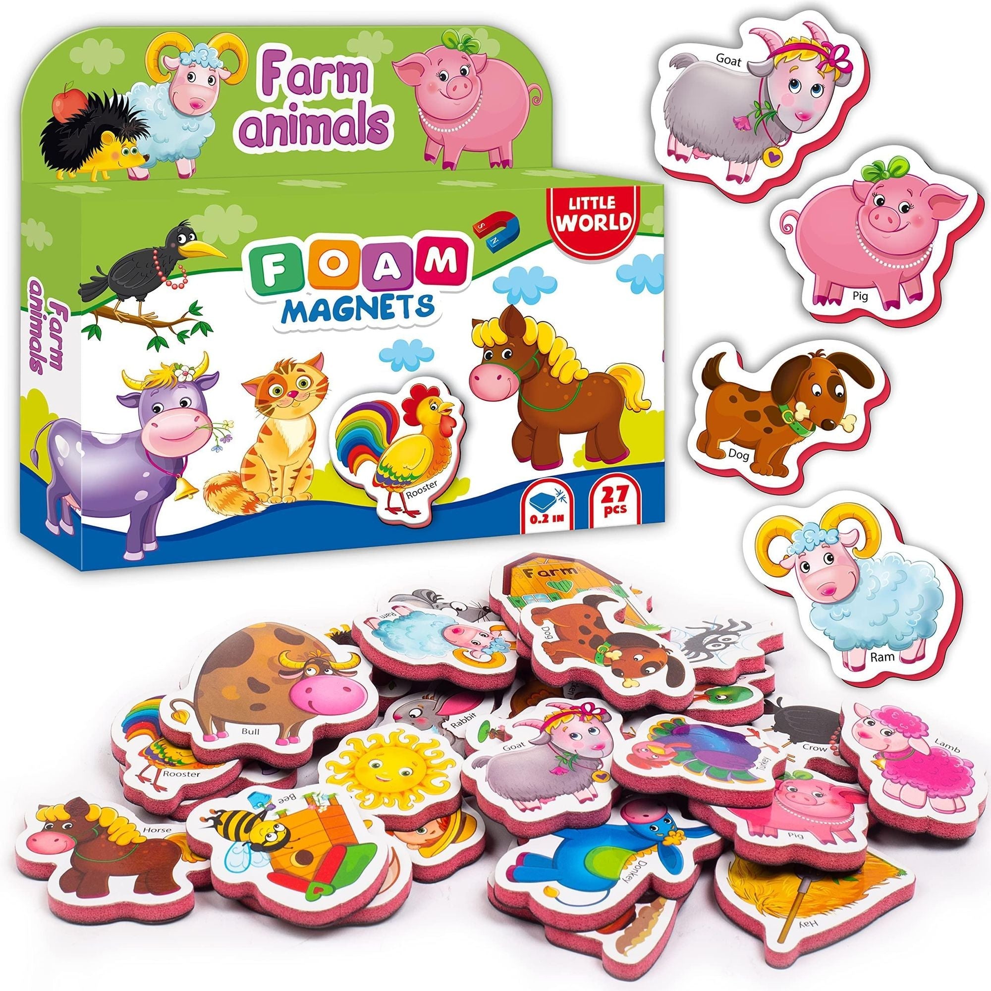 27 Foam Fridge Magnets for Toddlers 3 years Farm Animals Magnets for Kids - Doylestreasures