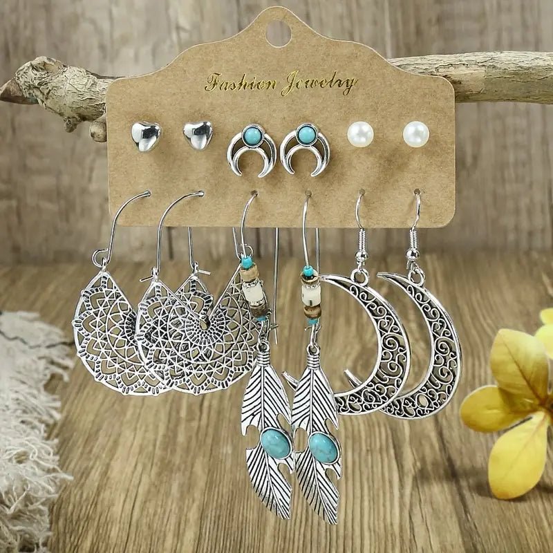 6 Pairs BOHO earrings - Doylestreasures