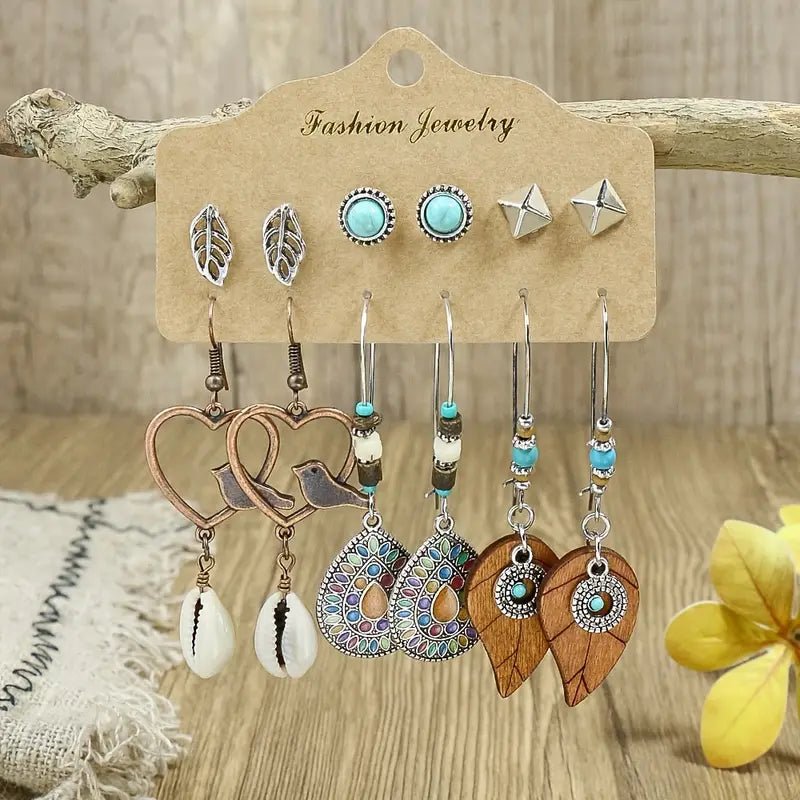 6 Pairs BOHO earrings - Doylestreasures