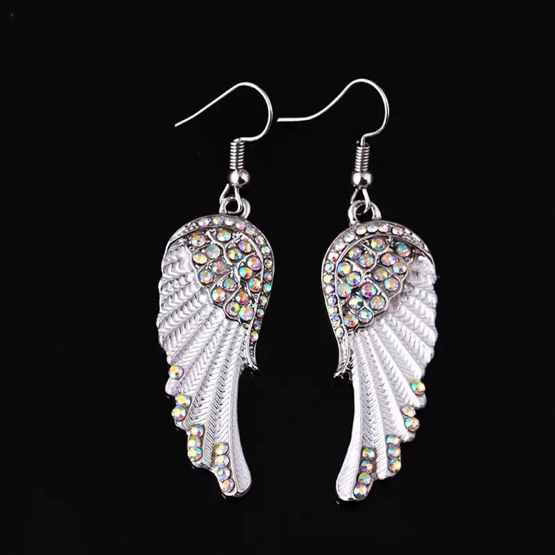 Angel Wings Inlaid Rhinestone Dangle Earrings - Doylestreasures