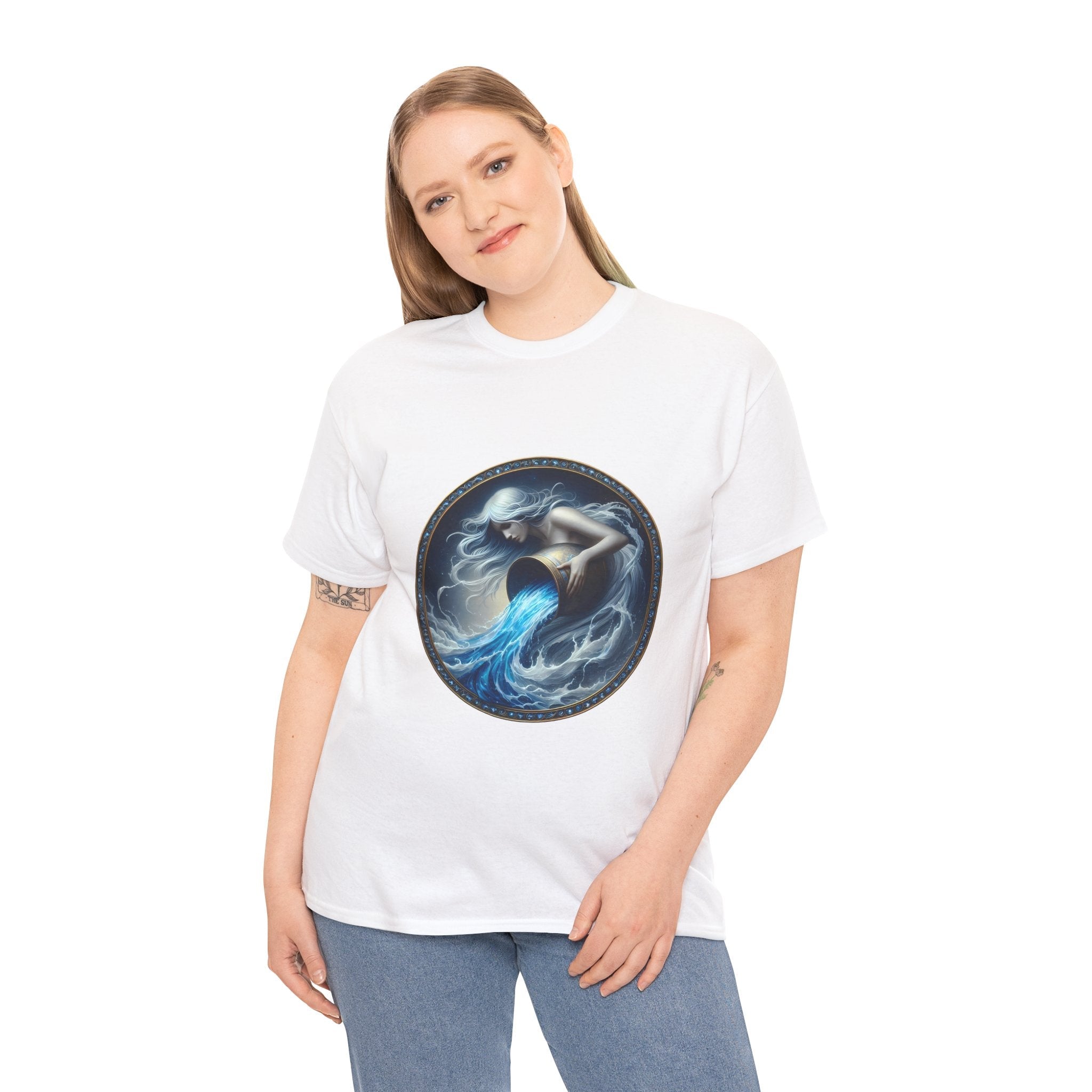 Aquarius Unisex Heavy Cotton Tee - Zodiac Shirt, Horoscope Gift, Astrology [...] - Doylestreasures