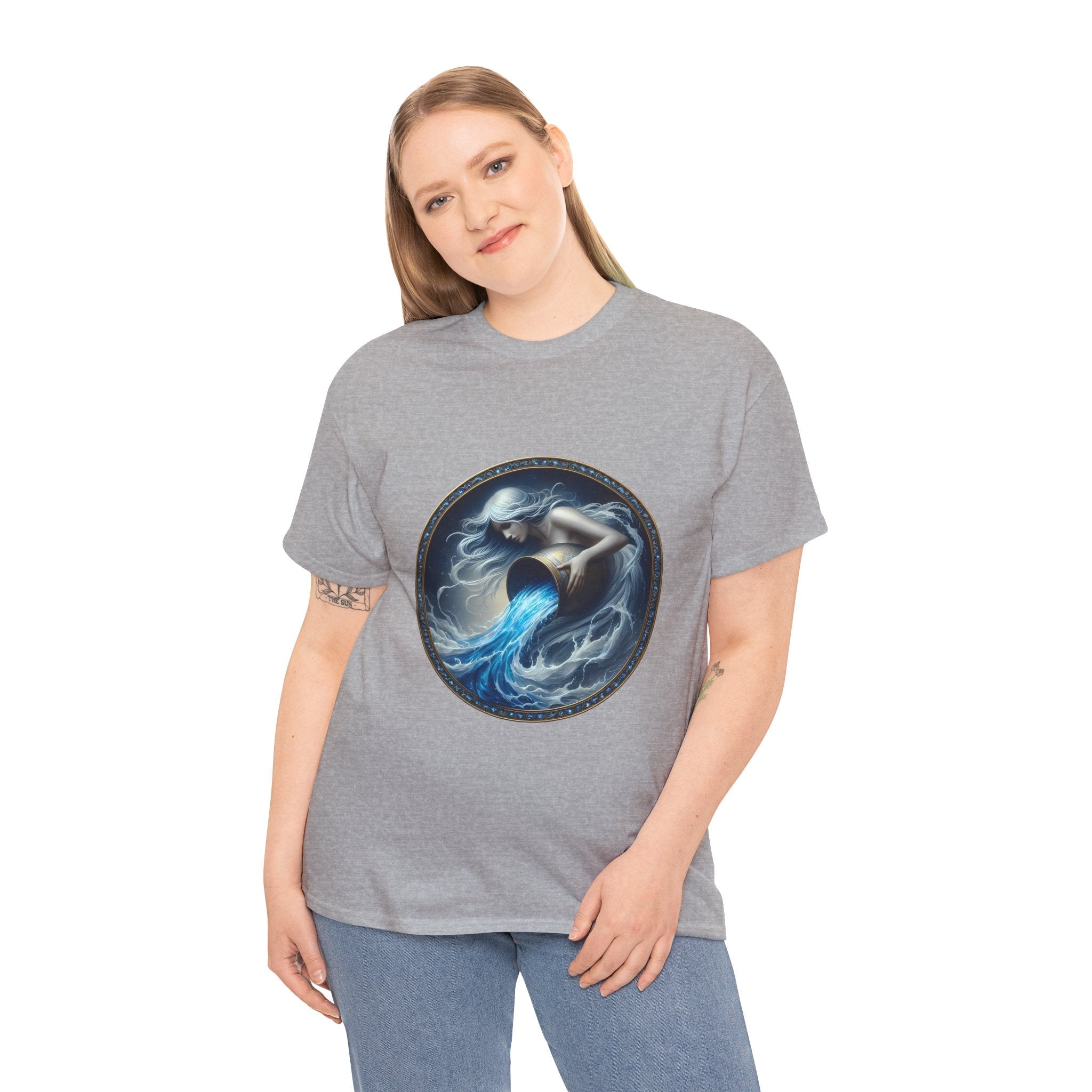 Aquarius Unisex Heavy Cotton Tee - Zodiac Shirt, Horoscope Gift, Astrology [...] - Doylestreasures