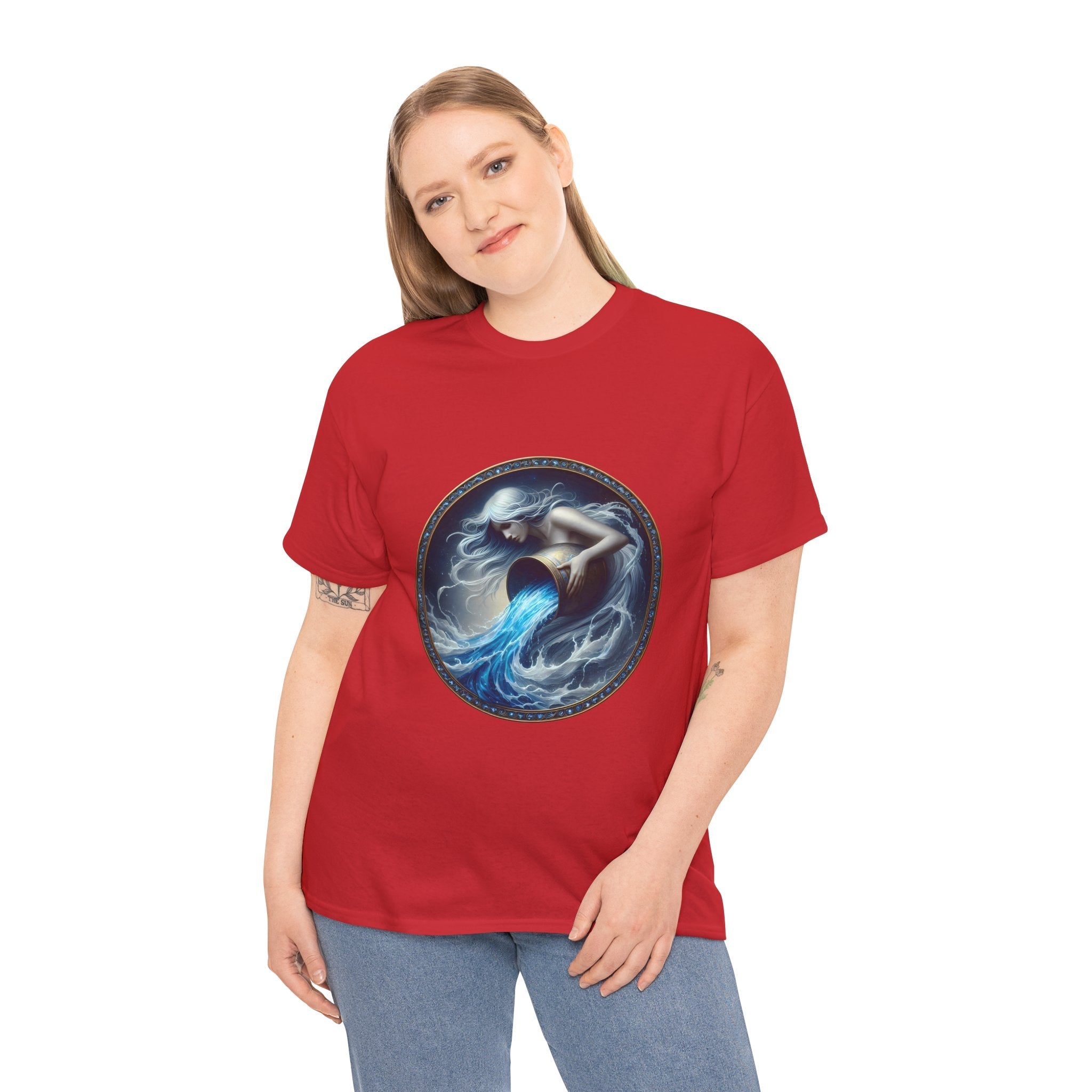 Aquarius Unisex Heavy Cotton Tee - Zodiac Shirt, Horoscope Gift, Astrology [...] - Doylestreasures