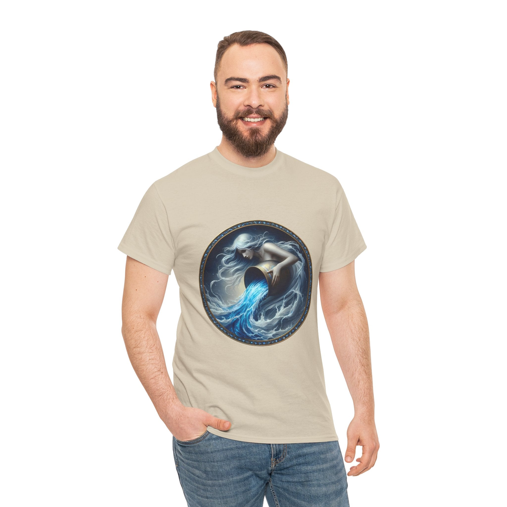 Aquarius Unisex Heavy Cotton Tee - Zodiac Shirt, Horoscope Gift, Astrology [...] - Doylestreasures