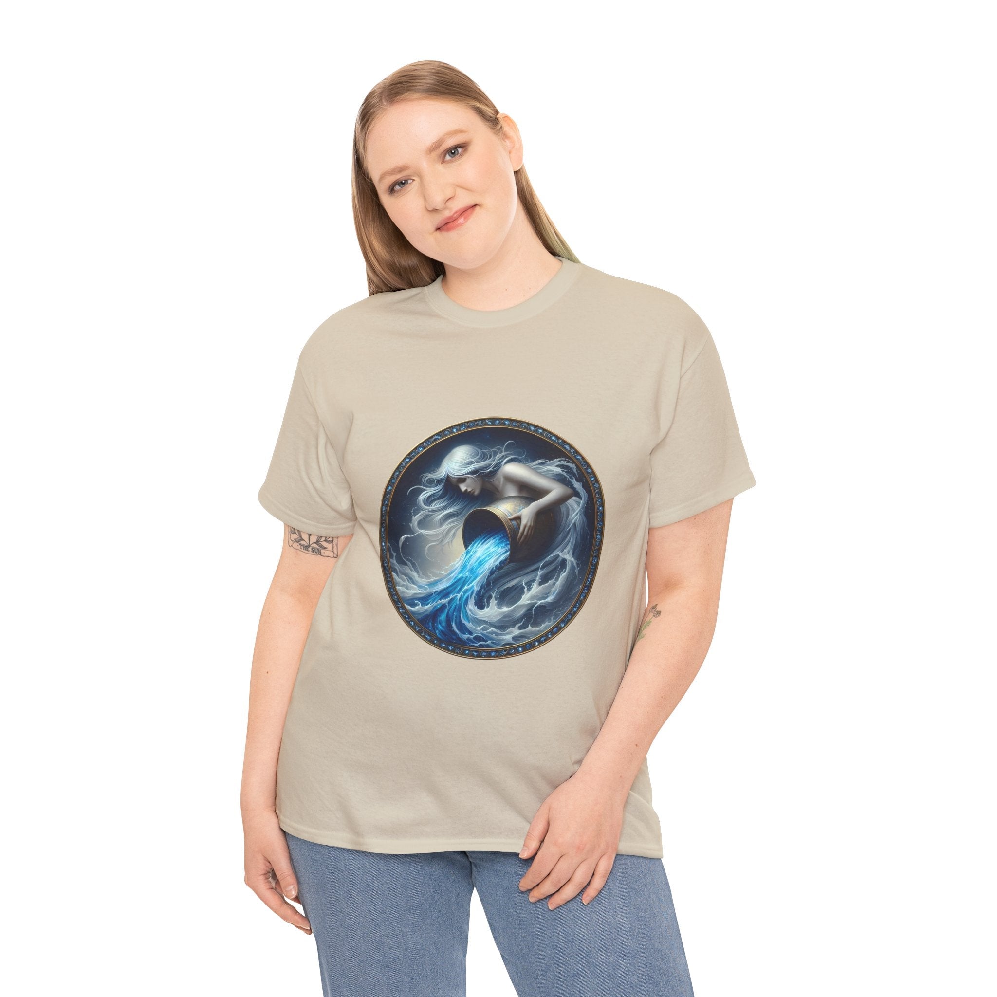 Aquarius Unisex Heavy Cotton Tee - Zodiac Shirt, Horoscope Gift, Astrology [...] - Doylestreasures