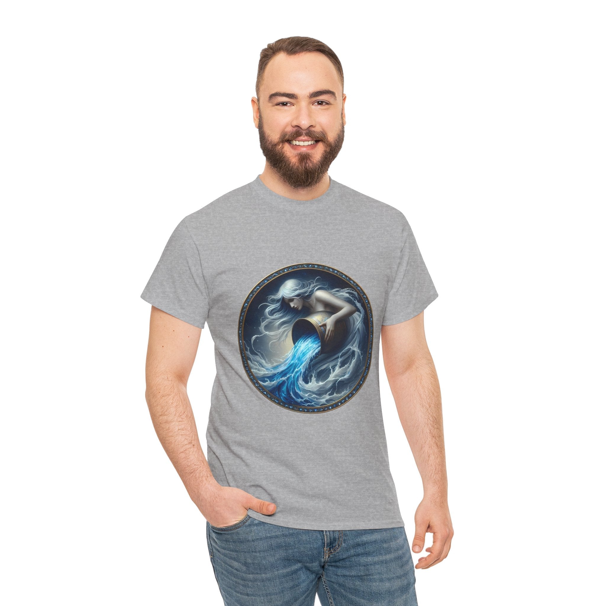 Aquarius Unisex Heavy Cotton Tee - Zodiac Shirt, Horoscope Gift, Astrology [...] - Doylestreasures