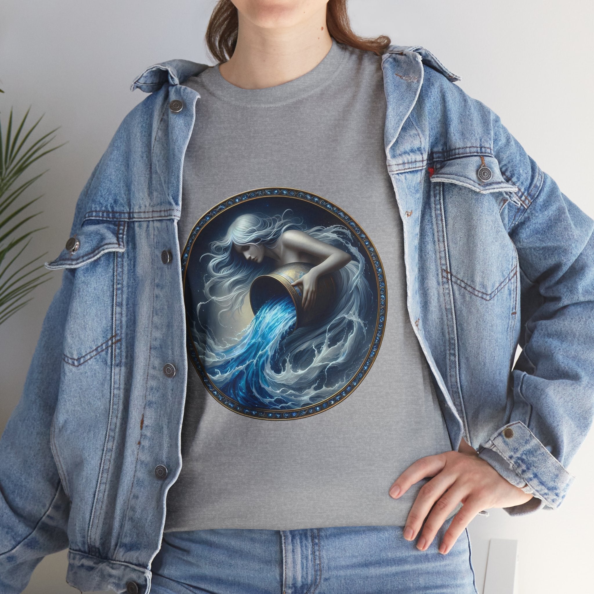 Aquarius Unisex Heavy Cotton Tee - Zodiac Shirt, Horoscope Gift, Astrology [...] - Doylestreasures