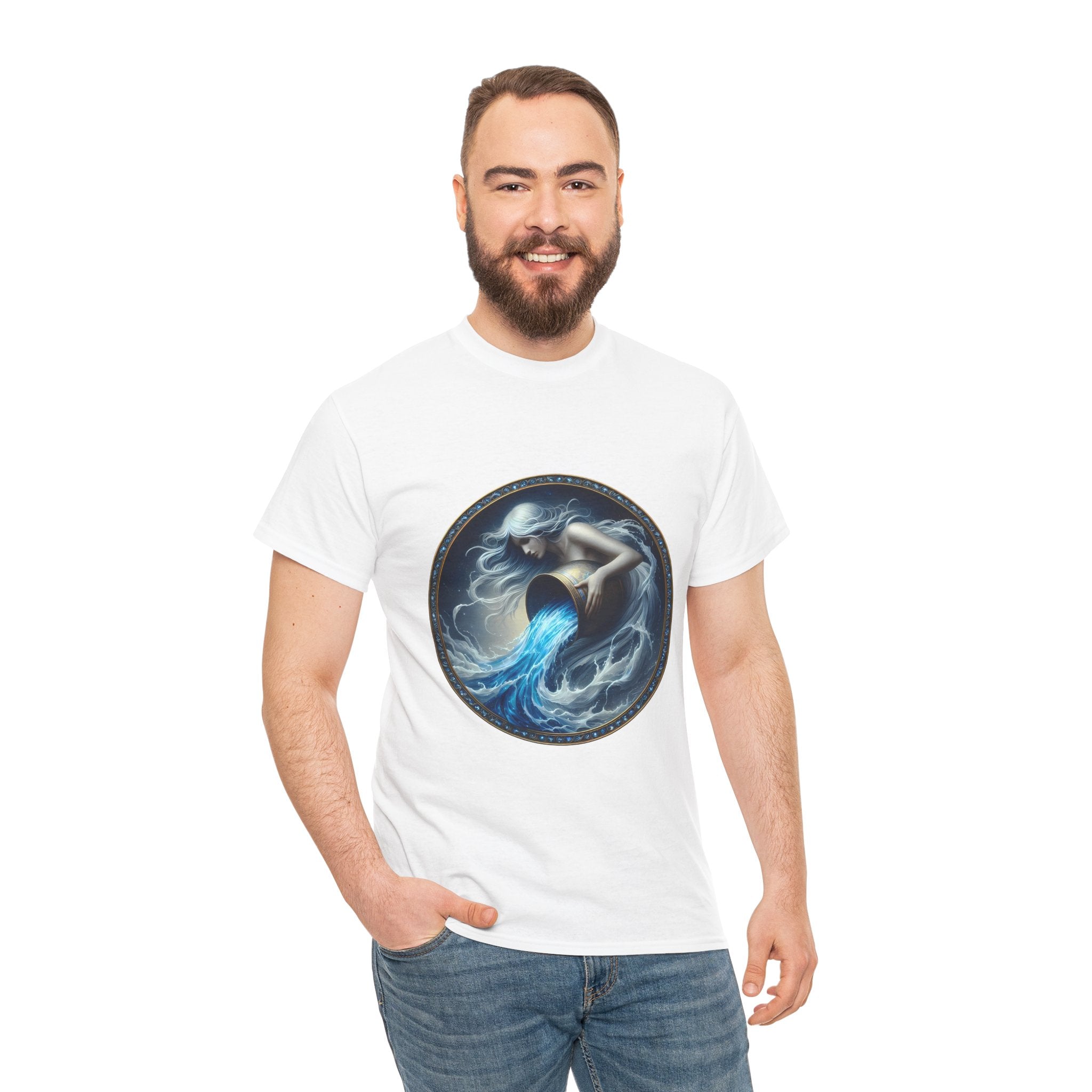 Aquarius Unisex Heavy Cotton Tee - Zodiac Shirt, Horoscope Gift, Astrology [...] - Doylestreasures