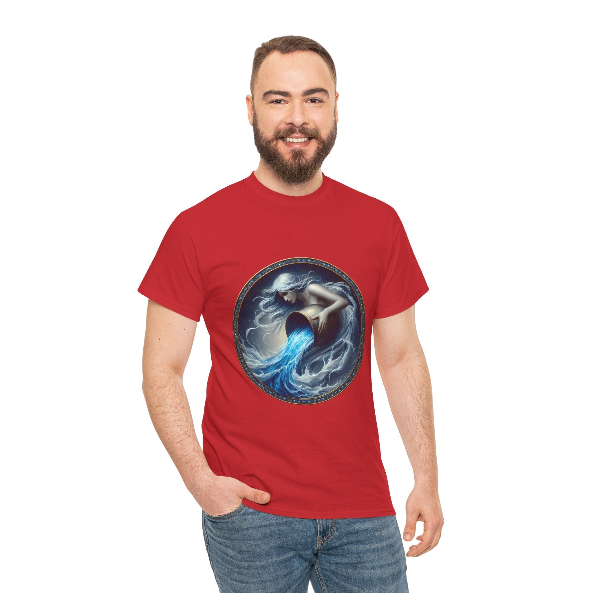 Aquarius Unisex Heavy Cotton Tee - Zodiac Shirt, Horoscope Gift, Astrology [...] - Doylestreasures
