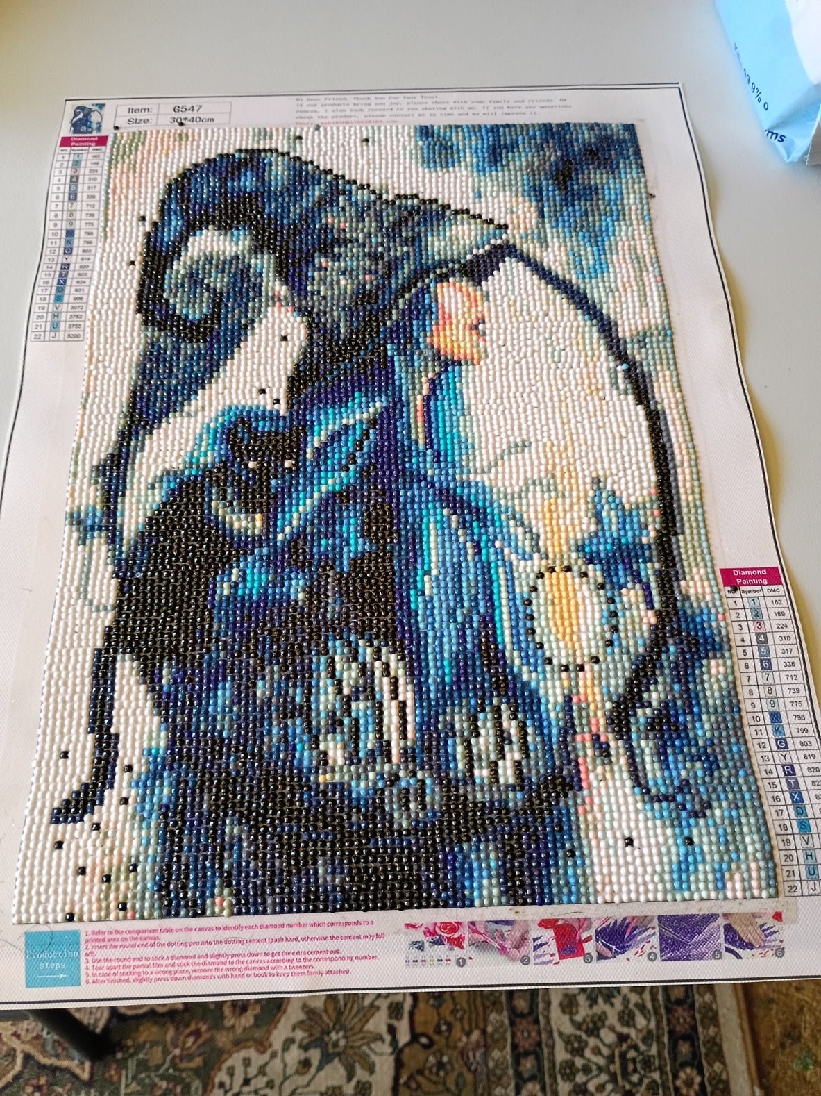 Blue Witch w/ Black Cat Diamond Painting (Framed & Signed) - Doylestreasures
