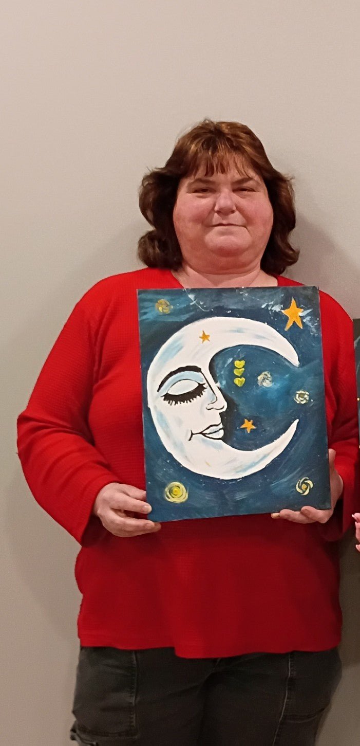 Bohemian Moon Painting (Framed and signed) - Doylestreasures