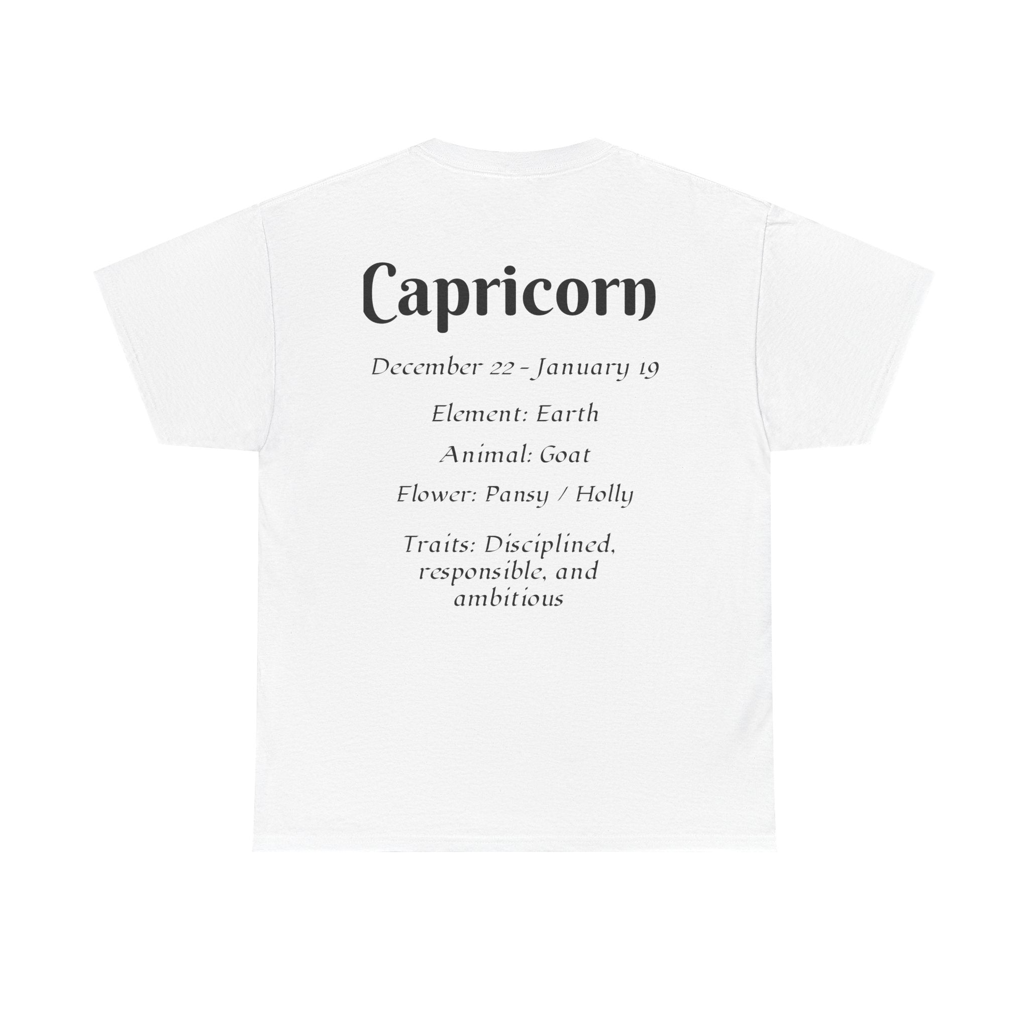 Capricorn Unisex Heavy Cotton Tee, Zodiac Shirt, Astrology Top, Birthday [...] - Doylestreasures
