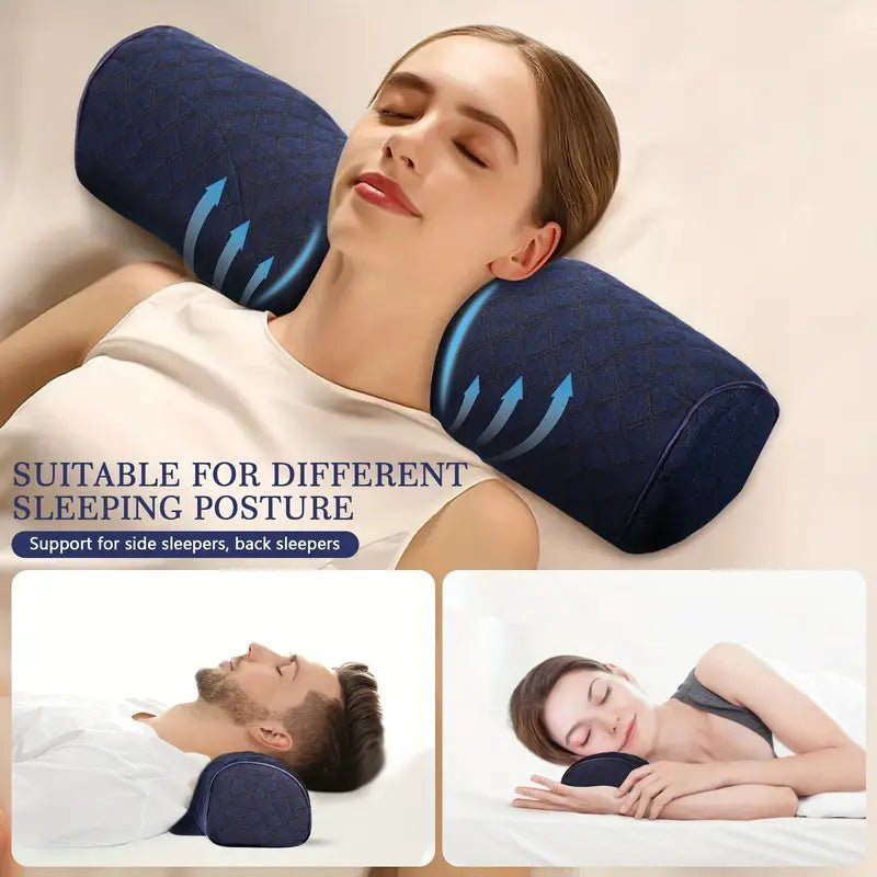 Ergonomic Cervical Neck Pillow - Memory Foam Bolster Pillow - Doylestreasures