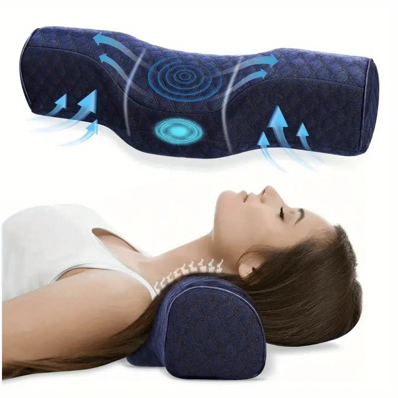 Ergonomic Cervical Neck Pillow - Memory Foam Bolster Pillow - Doylestreasures