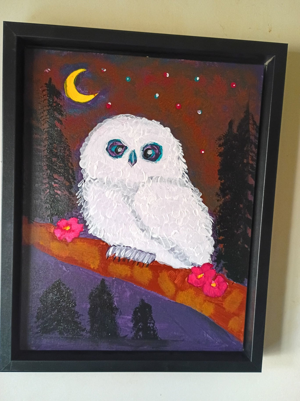 Handpainted Cosmic Owl Painting (framed and signed) - Doylestreasures