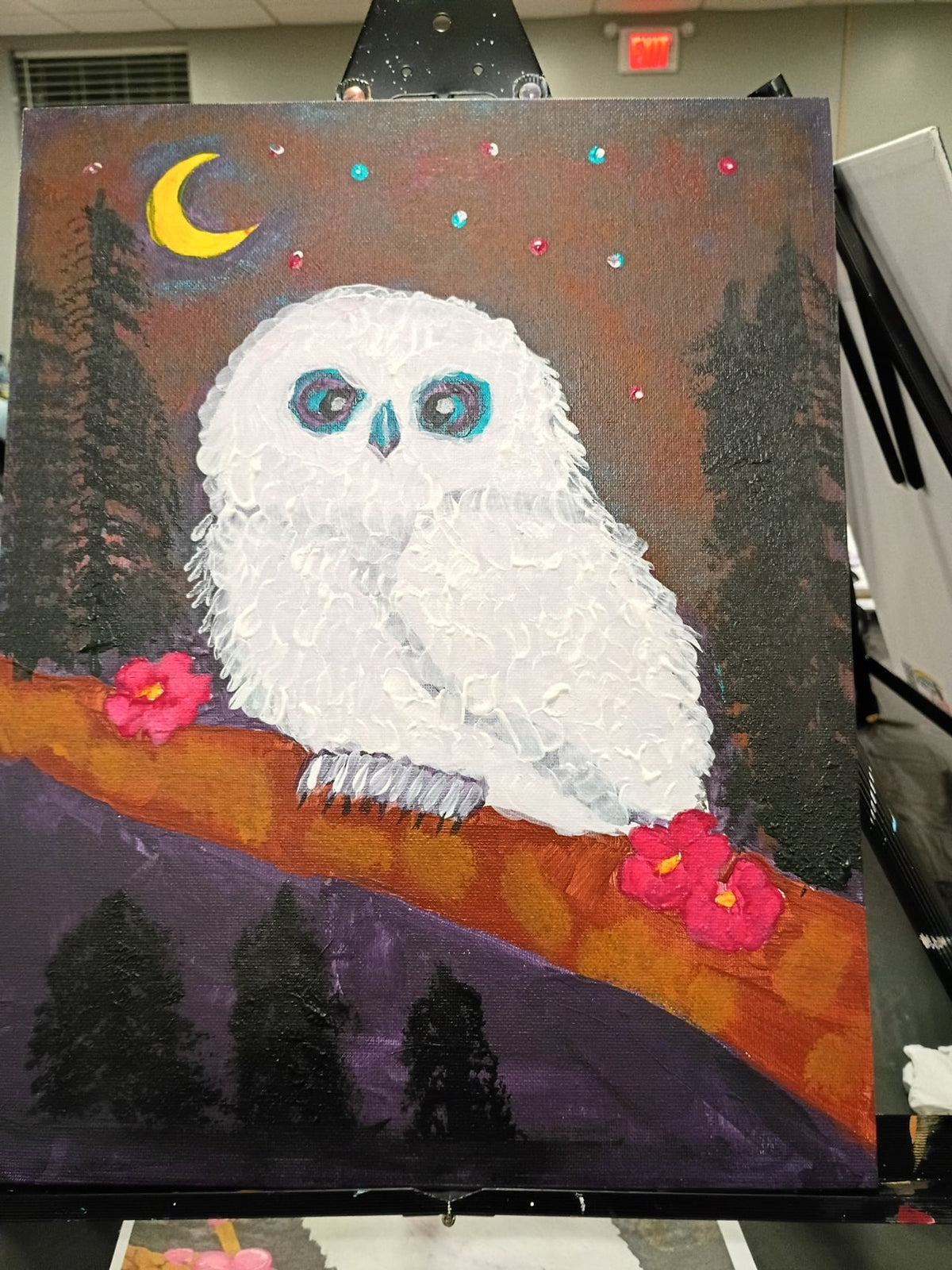 Handpainted Cosmic Owl Painting (framed and signed) - Doylestreasures