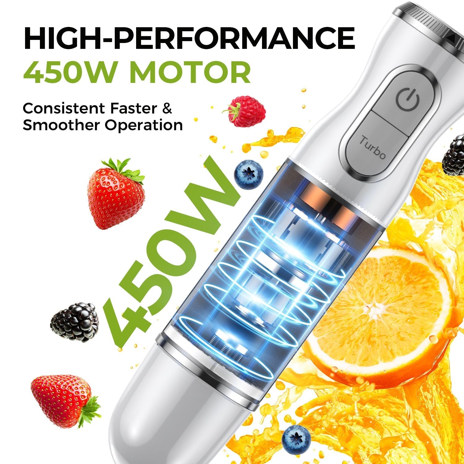 HB - 2016A Hand Blender 5 in 1 white Immersion Blender Set, 30 - Speed Hand Stick Blender with 600ml Beaker, 500ml Food Processor, Egg Whisk, Milk Frother, White,TENKER - Doylestreasures
