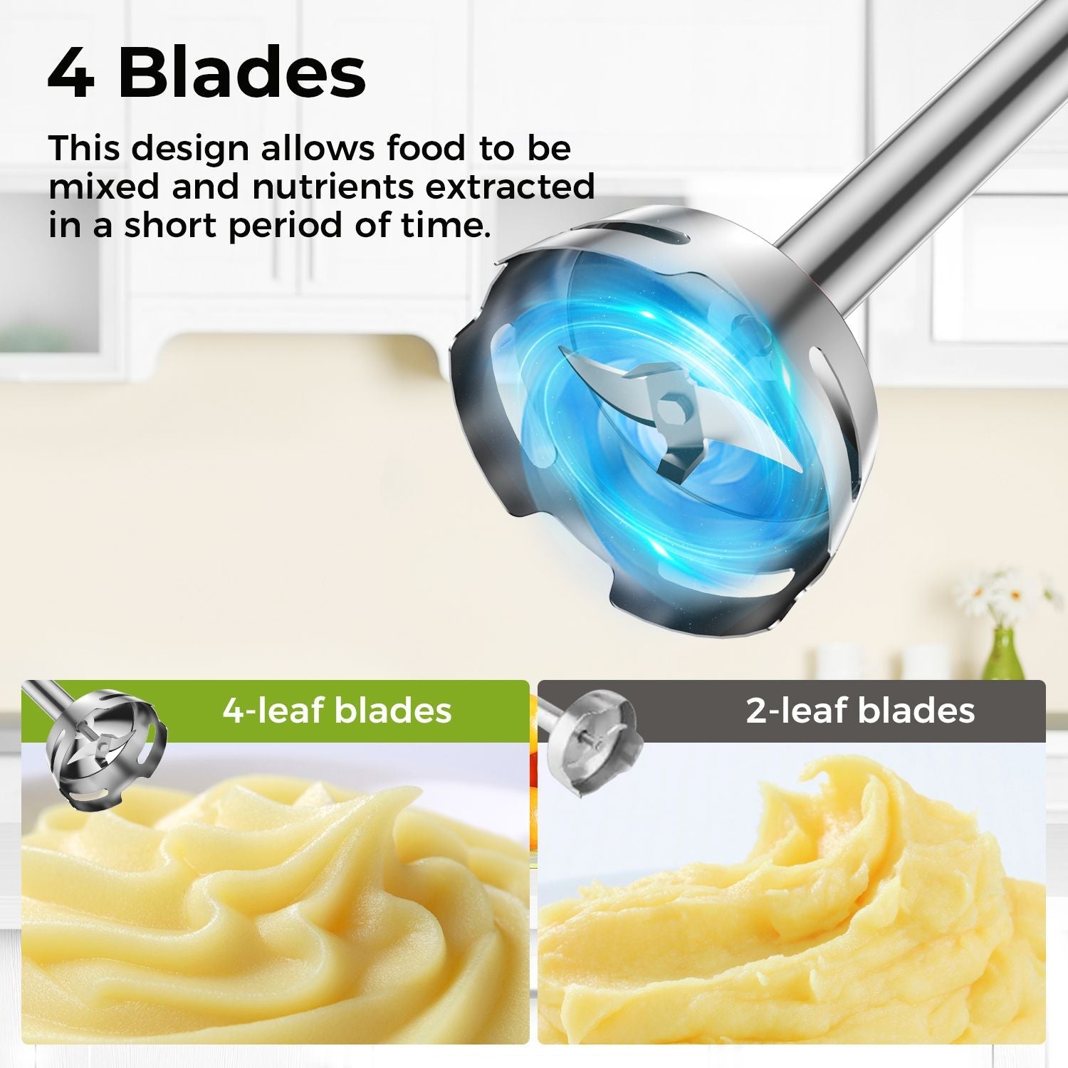 HB - 2016A Hand Blender 5 in 1 white Immersion Blender Set, 30 - Speed Hand Stick Blender with 600ml Beaker, 500ml Food Processor, Egg Whisk, Milk Frother, White,TENKER - Doylestreasures
