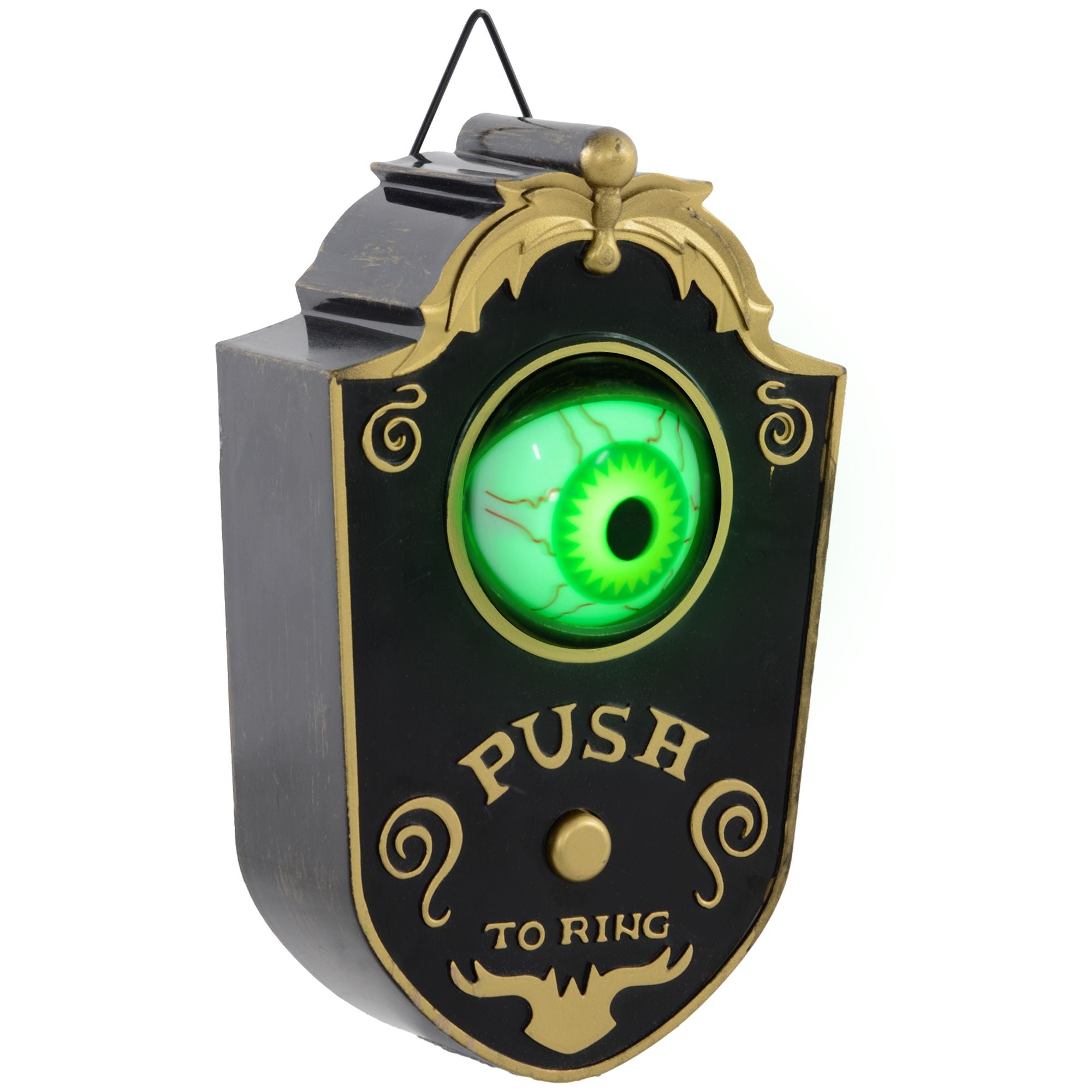HOMCOM 7.1" Doorbell w/ Simulation Light - up Eyeball, Halloween Decoration Animatronic, Sound and Motion Activated for Party - Doylestreasures