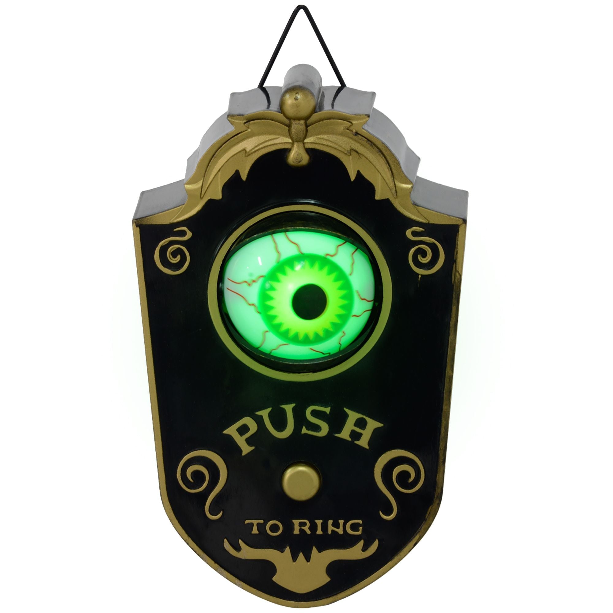 HOMCOM 7.1" Doorbell w/ Simulation Light - up Eyeball, Halloween Decoration Animatronic, Sound and Motion Activated for Party - Doylestreasures